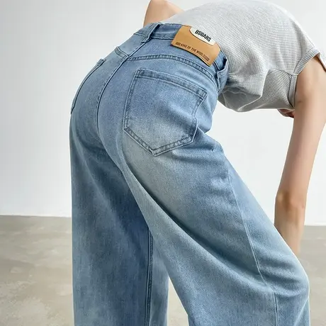 阔腿牛仔裤女春夏季薄款2025年新款高腰显瘦直筒宽松垂感拖地裤子商品大图