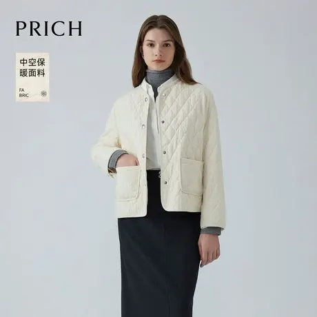 【超能小太阳严选】PRICH小香风气质格纹棉服单排扣正肩宽松外套商品大图