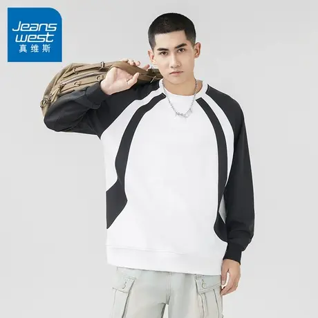 N5真维斯男士圆领卫衣2025秋季新款美式宽松运动长袖男生春秋上衣商品大图