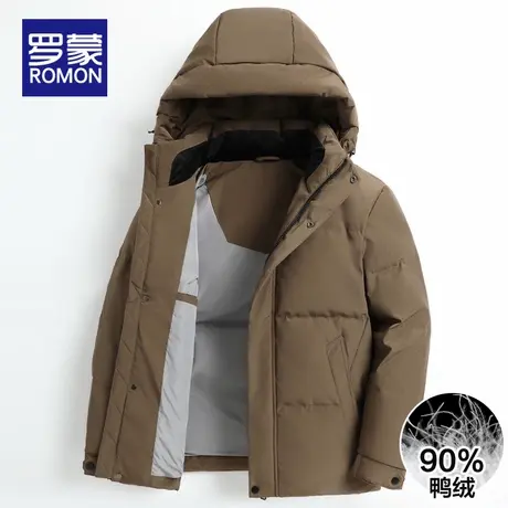 罗蒙男士羽绒服2025冬季新款保暖连帽面包服舒适短款百搭休闲外套商品大图