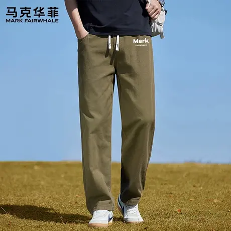 马克华菲纯棉休闲裤男2025新款夏季宽松直筒阔腿运动工装裤子潮X商品大图