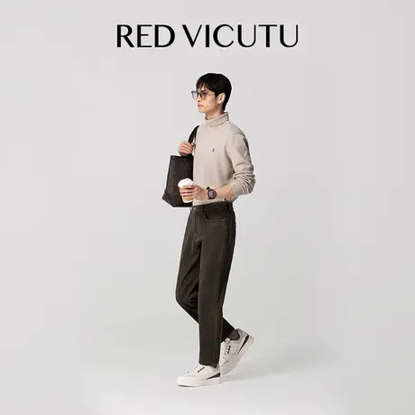 VICUTU威可多男牛仔裤秋季款舒弹棉混纺休闲裤子时尚微阔复古长裤图片