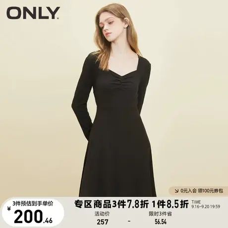 ONLY奥莱2023夏季新款高腰显瘦A字泡泡袖长袖连衣裙女图片