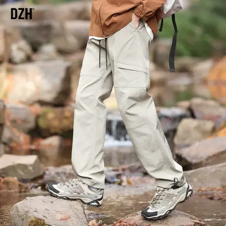 男士工装裤男裤户外裤子男春季宽松2025新款抽绳冲锋裤休闲裤长裤商品大图
