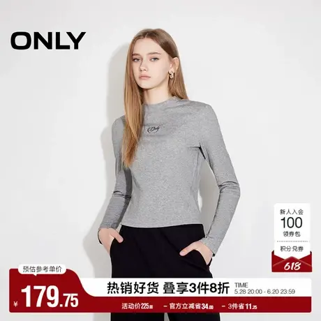ONLY奥莱2025夏季新款休闲字母圆领长袖打底衫正肩T恤女图片