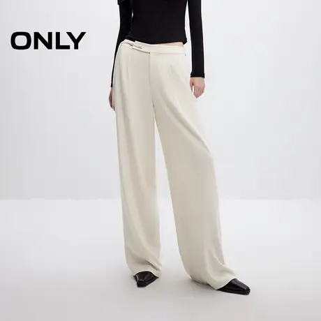 ONLY奥莱2025夏季新款新中式盘扣设计宽松阔腿休闲裤女商品大图
