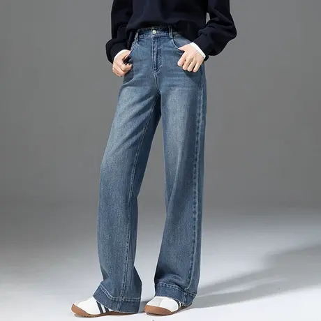 高腰直筒牛仔裤女2025新款春秋大码女裤宽松显瘦裤子香蕉裤阔腿裤商品大图