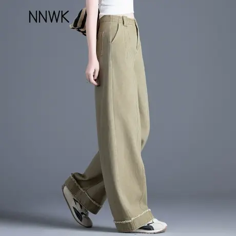 阔腿牛仔裤女2025新款裤子今年流行爆款春秋季高腰直筒女士弯刀裤商品大图