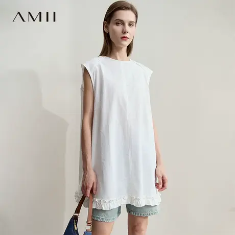 AMII【韩版亚麻衬衫】25秋夏韩版休闲宽松慵懒减龄无袖衬衫女衬衣商品大图
