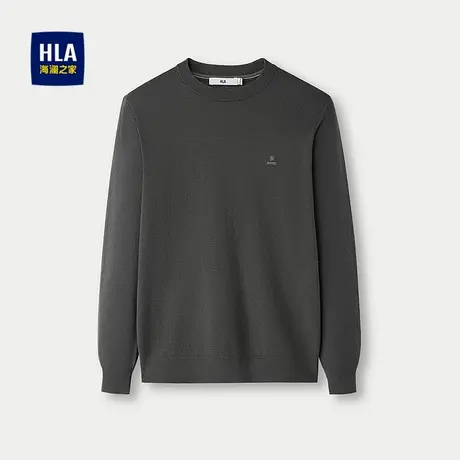 HLA/海澜之家时尚提花长袖针织衫25秋新款保暖圆领套头水洗上衣男图片