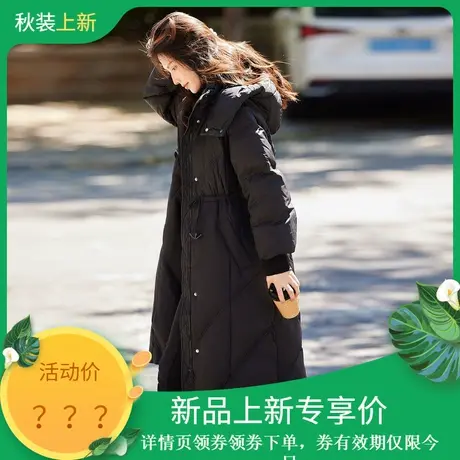 时尚气质羽绒服2023年冬季新款女连帽百搭宽松显瘦收腰中长厚外套商品大图