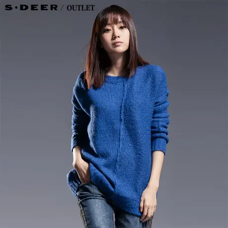 sdeer圣迪奥专柜女装冬拼接圆领羊毛毛衣针织衫2483581图片