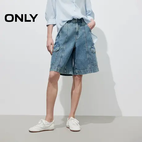 【蜜蜂心愿社】ONLY2025夏季新款百慕大阔腿白色高腰短裤牛仔裤图片