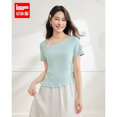 IEF/爱依服【微胖】大码女装2025夏季新款法式温柔小女人气质上衣商品大图