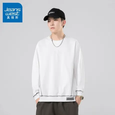 N5真维斯男士圆领卫衣2025秋季新款美式宽松时尚潮流男生春秋上衣商品大图