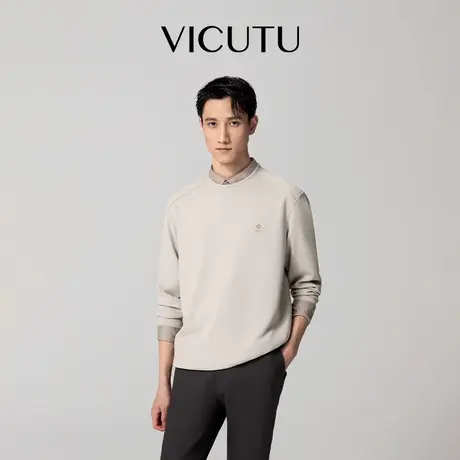 VICUTU威可多男长袖T恤25秋季新款柔软亲肤简约商务百搭圆领卫衣图片