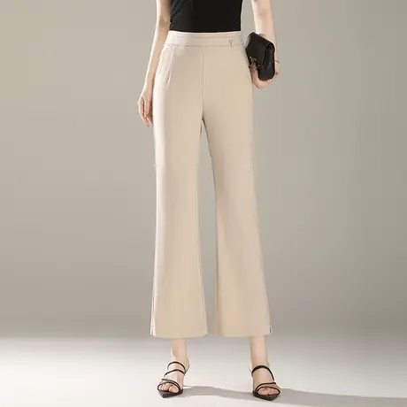 九分微喇裤女2025年夏季新款高腰显瘦垂顺休闲裤简约通勤喇叭裤子商品大图