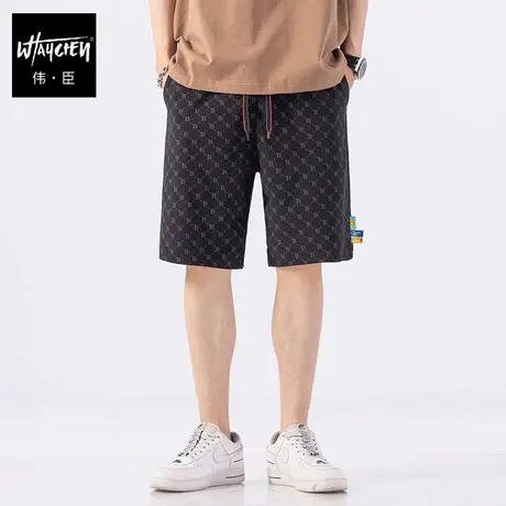 伟臣潮流大码男装夏季轻薄休闲短裤男胖子加肥加大宽松印花中裤男图片