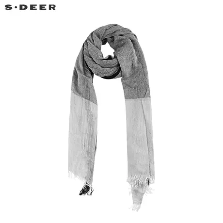 sdeer圣迪奥女装秋季做旧感撞色拼接流苏围巾S21383759图片