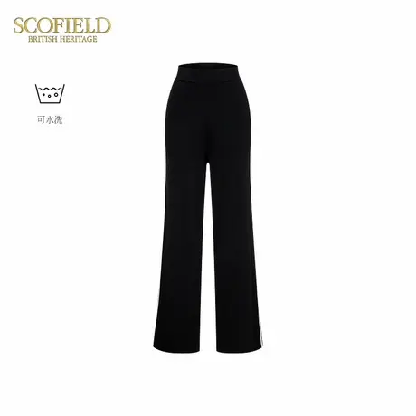 Scofield女装都市休闲风撞色针织裤直筒阔腿松紧腰2025夏季新品商品大图