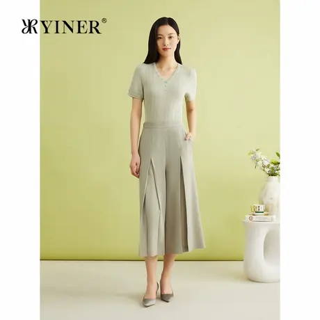 【真丝系列】YINER音儿夏季含桑蚕丝V领针织衫松弛感上衣商品大图