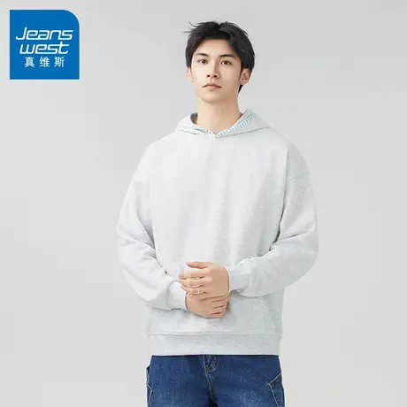 N5真维斯男士连帽卫衣2025秋季新款美式宽松重磅外套男生春秋帽衫图片