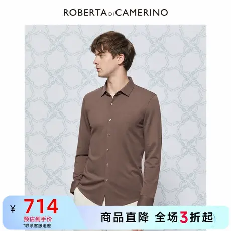 ROBERTA诺贝达2023春季新款男装针织衬衣休闲时尚长袖衬衫男图片