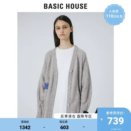 Basic House/百家好2021冬新商场同款宽松针织开衫毛衣HVCD720C商品大图