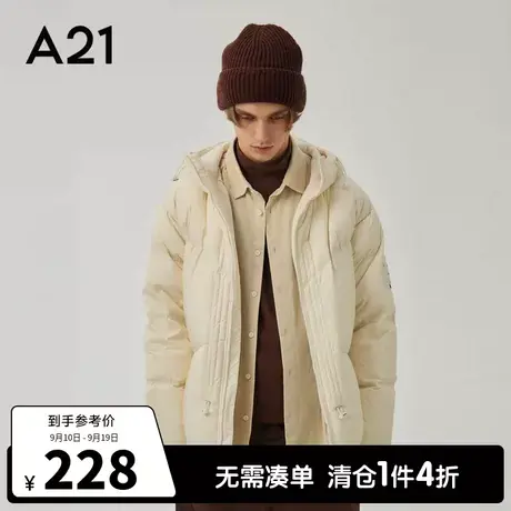 A21outlets男装宽松连帽长袖厚羽绒服2022秋冬情侣款潮休闲外套男图片