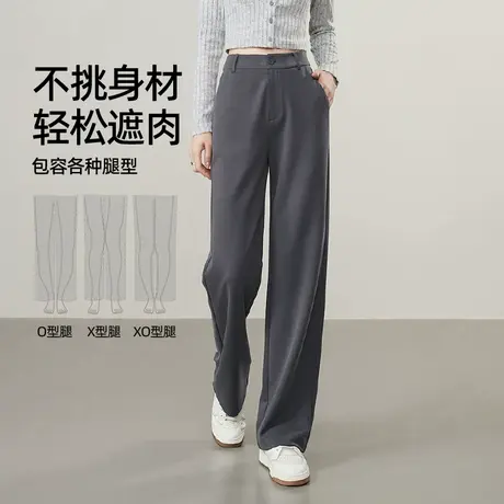 逸阳莱赛尔棉窄版直筒西装裤女2025年春新款高腰垂感白色阔腿裤子商品大图