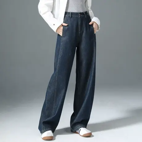 香蕉弯刀牛仔裤女2025新款春秋高腰显瘦直筒裤垂感拖地镰刀阔腿裤商品大图