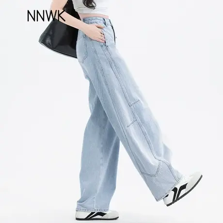 浅色牛仔裤女2025新款今年流行爆款弯刀裤时尚显瘦阔腿裤香蕉裤商品大图