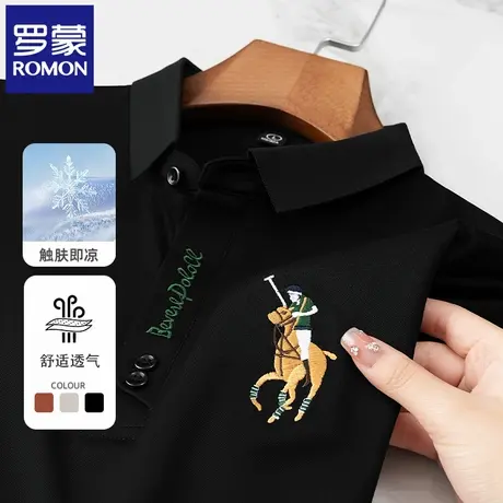 罗蒙夏季薄款丝光棉POLO衫短袖t恤男高端刺绣时尚翻领半袖体恤N2Z商品大图
