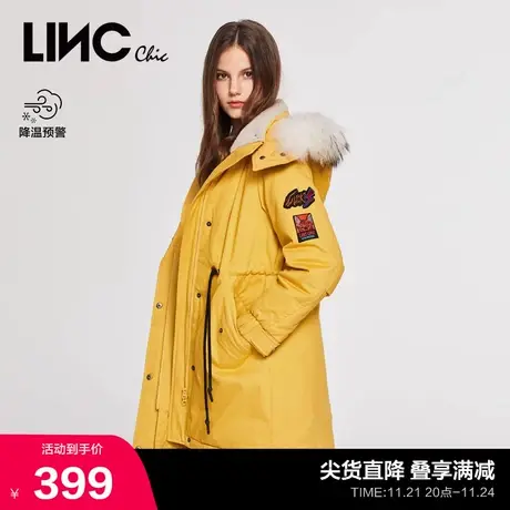 LINCCHIC金羽杰羽绒服女毛领复古中长款羽绒服女冬季外套2088302商品大图