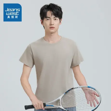 VO真维斯男装2025春季新款男士宽松纯色上衣简约百搭时尚短袖T恤商品大图