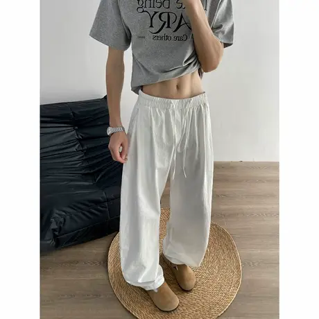 夏季超薄舒适微宽松锥形弯刀小脚裤简约透气凉爽男士百搭休闲裤潮商品大图