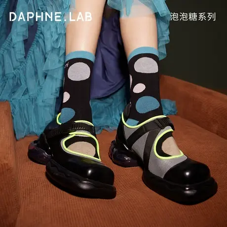 DAPHNELAB达芙妮泡泡糖玛丽珍鞋女2023新款厚底黑色小皮鞋百搭商品大图