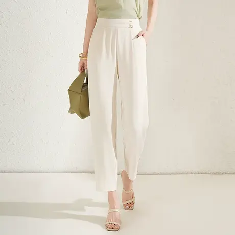 薄款冰丝九分裤女夏季2025新款高腰垂感显瘦小直筒休闲裤子哈伦裤图片