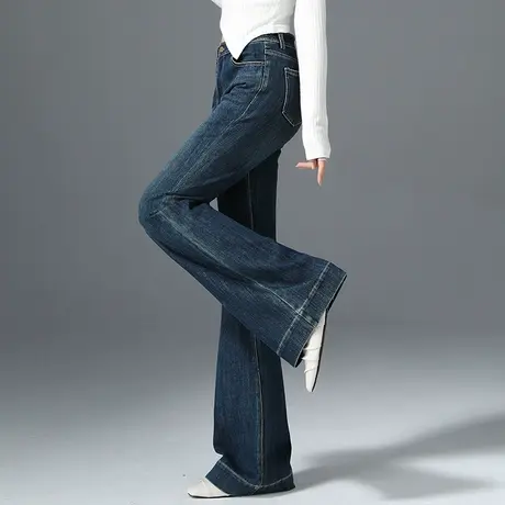 高腰微喇牛仔裤女2025春秋新款修身弹力显高显瘦马蹄裤百搭喇叭裤图片