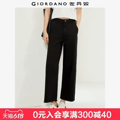 佐丹奴裤子女新款纯棉彩牛梭织直筒裤毛边裤脚牛仔九分裤05423675商品大图