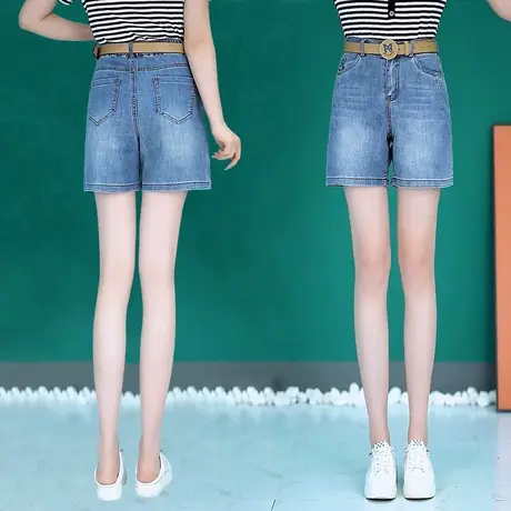 夏季五分牛仔短裤女2025年新款休闲轻薄阔腿裤高腰显瘦宽松直筒裤商品大图