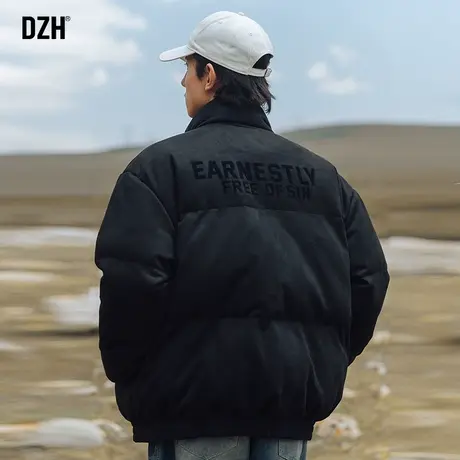 男士黑色麂皮绒棉服男款冬季加厚潮牌男装2023新款棉衣外套面包服图片