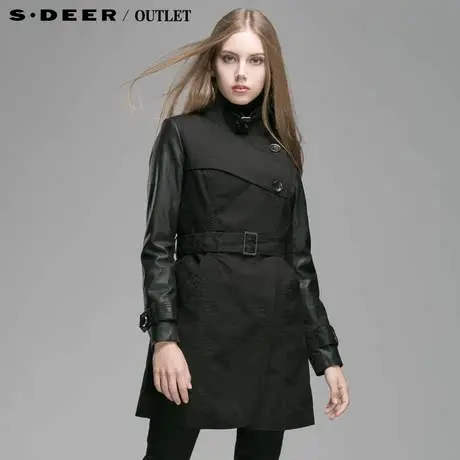 【新品】sdeer圣迪奥专柜正品女装春装袢扣立领帅气感风衣4381815图片