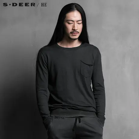 sdeerhe圣迪奥男装休闲文艺舒适时尚渐变色长袖针织T恤H15173584图片