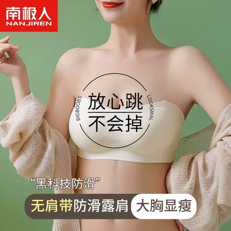 南极人无肩带内衣女抹胸夏季薄款小胸聚拢防滑无痕美背裹胸文胸罩商品大图