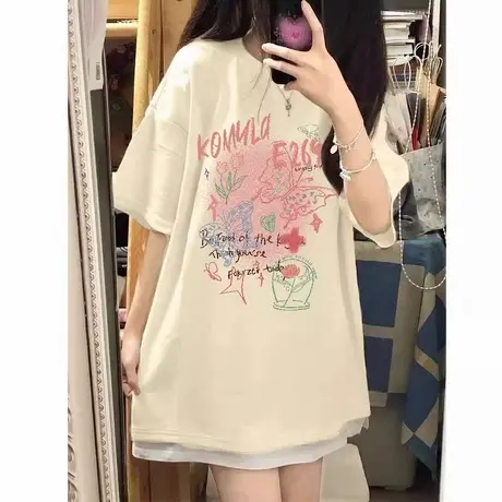 学生短袖女t恤2025新款夏季爆款大码女装女士宽松纯棉上衣半袖夏Y图片