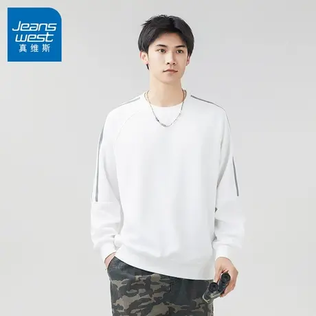 N5真维斯男士圆领卫衣2025秋季新款美式宽松长袖秋装男生春秋上衣商品大图