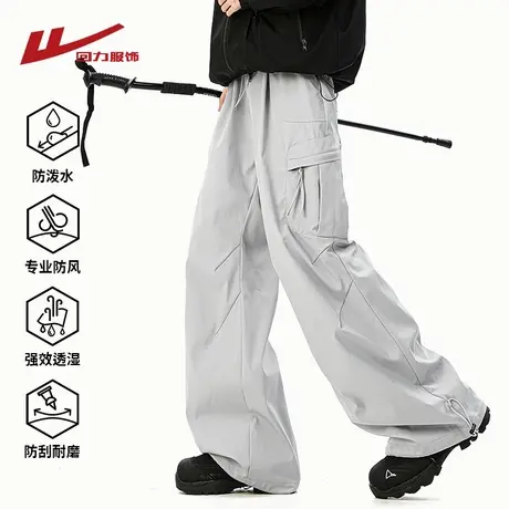 回力美式冲锋工装裤子男士夏季薄款户外登山直筒运动宽松休闲长裤商品大图