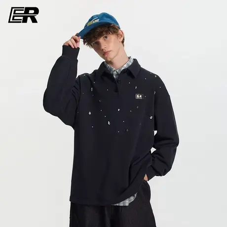 ER星空镶钻POLO衫情侣秋季新款户外运动潮牌休闲套头上衣图片