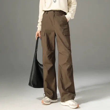 高腰工装裤女2025新款春秋美式冲锋裤显瘦直筒阔腿裤休闲裤运动裤商品大图